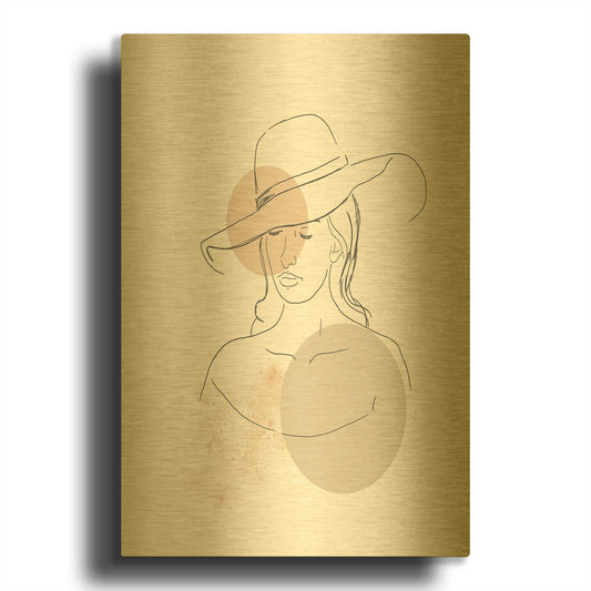 'Woman With Hat' By Sabrina Balbuena Gold Metal Wall Art