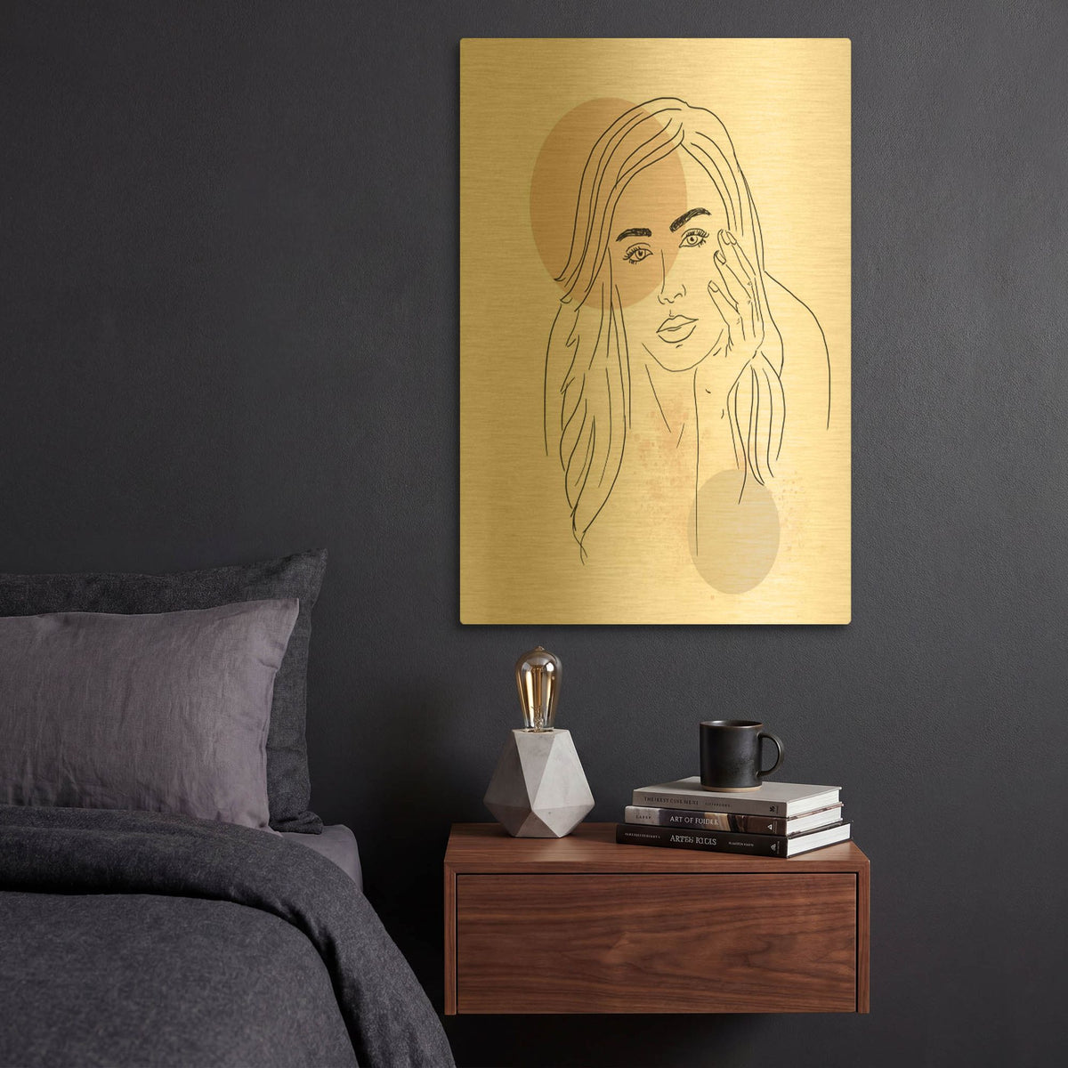 'Woman Portrait' By Sabrina Balbuena Gold Metal Wall Art