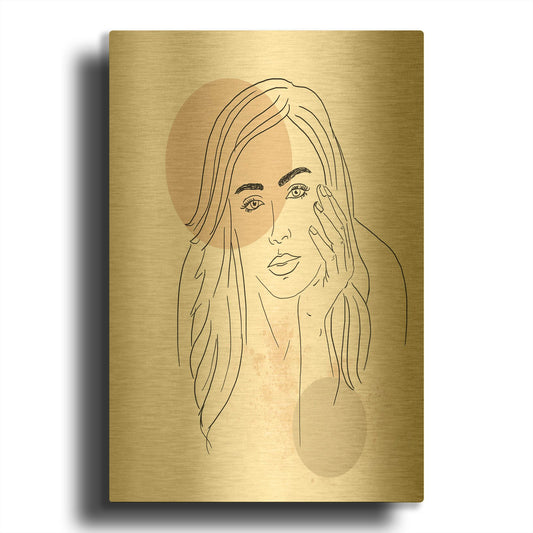 'Woman Portrait' By Sabrina Balbuena Gold Metal Wall Art