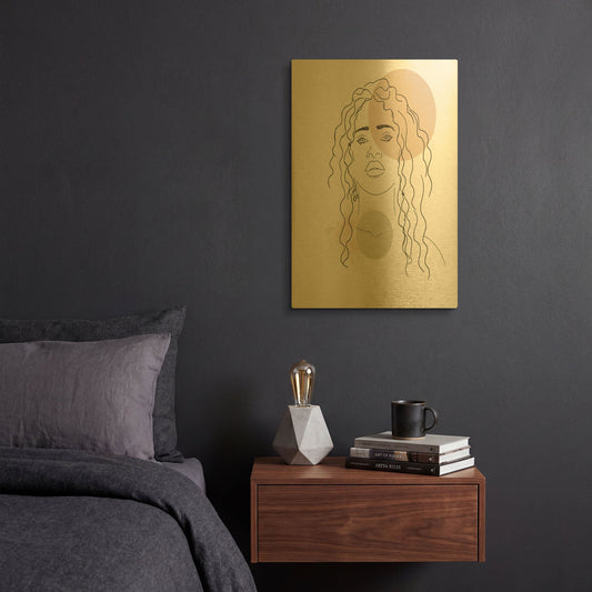 'African Girl Portrait' By Sabrina Balbuena Gold Metal Wall Art