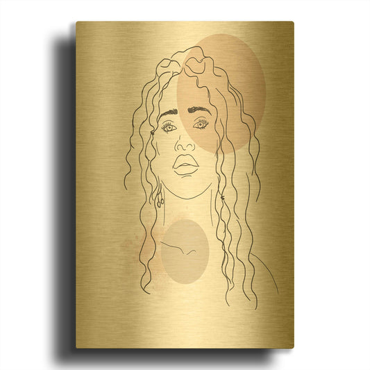'African Girl Portrait' By Sabrina Balbuena Gold Metal Wall Art