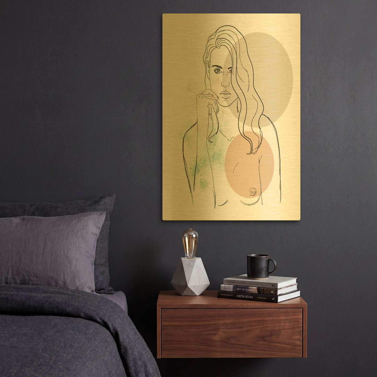 'Blond Girl Portrait' By Sabrina Balbuena Gold Metal Wall Art