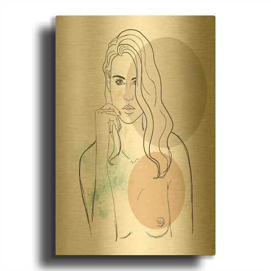 'Blond Girl Portrait' By Sabrina Balbuena Gold Metal Wall Art