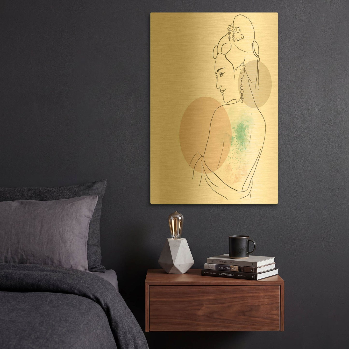 'Asian Woman Portrait' By Sabrina Balbuena Gold Metal Wall Art