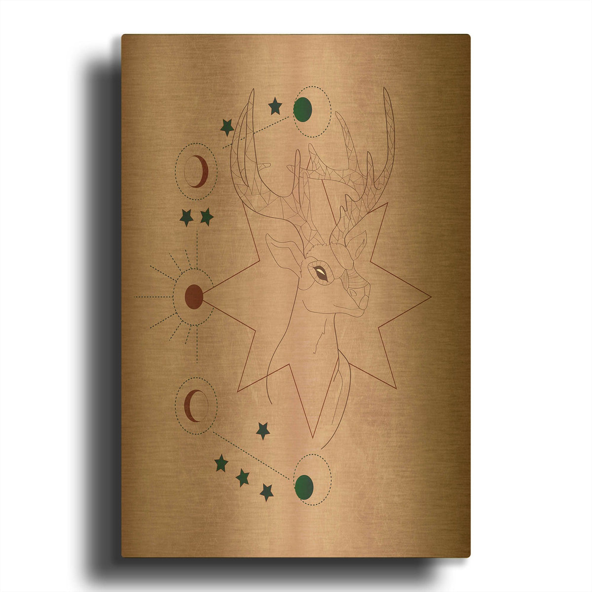 'Mystic Deer' By Sabrina Balbuena Gold Metal Wall Art
