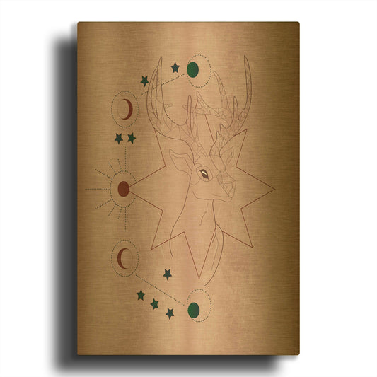 'Mystic Deer' By Sabrina Balbuena Gold Metal Wall Art