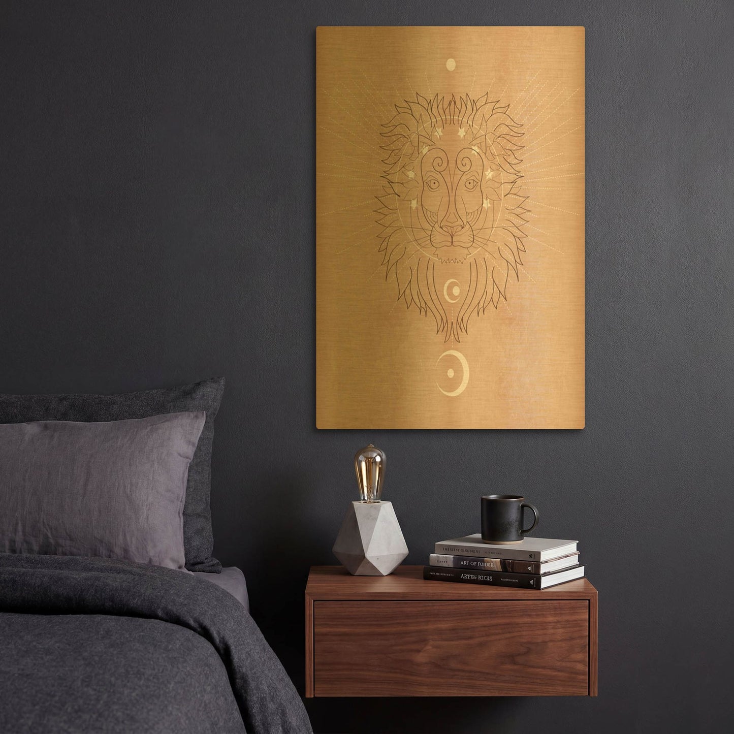 'Mystic Lion' By Sabrina Balbuena Gold Metal Wall Art