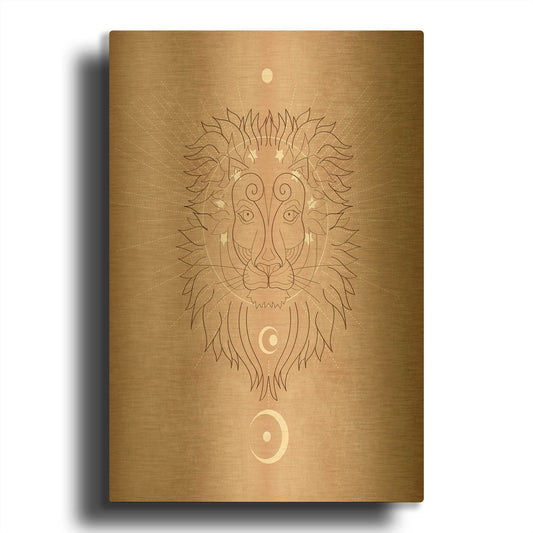 'Mystic Lion' By Sabrina Balbuena Gold Metal Wall Art