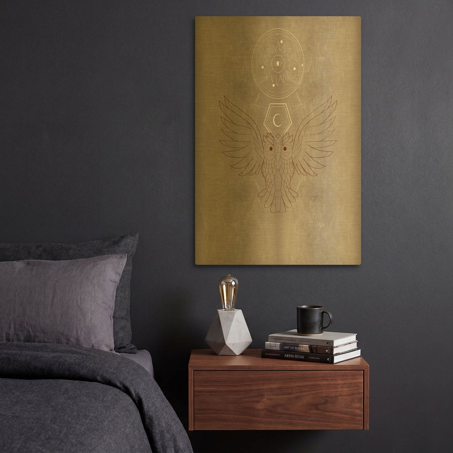 'Mystic Owl' By Sabrina Balbuena Gold Metal Wall Art