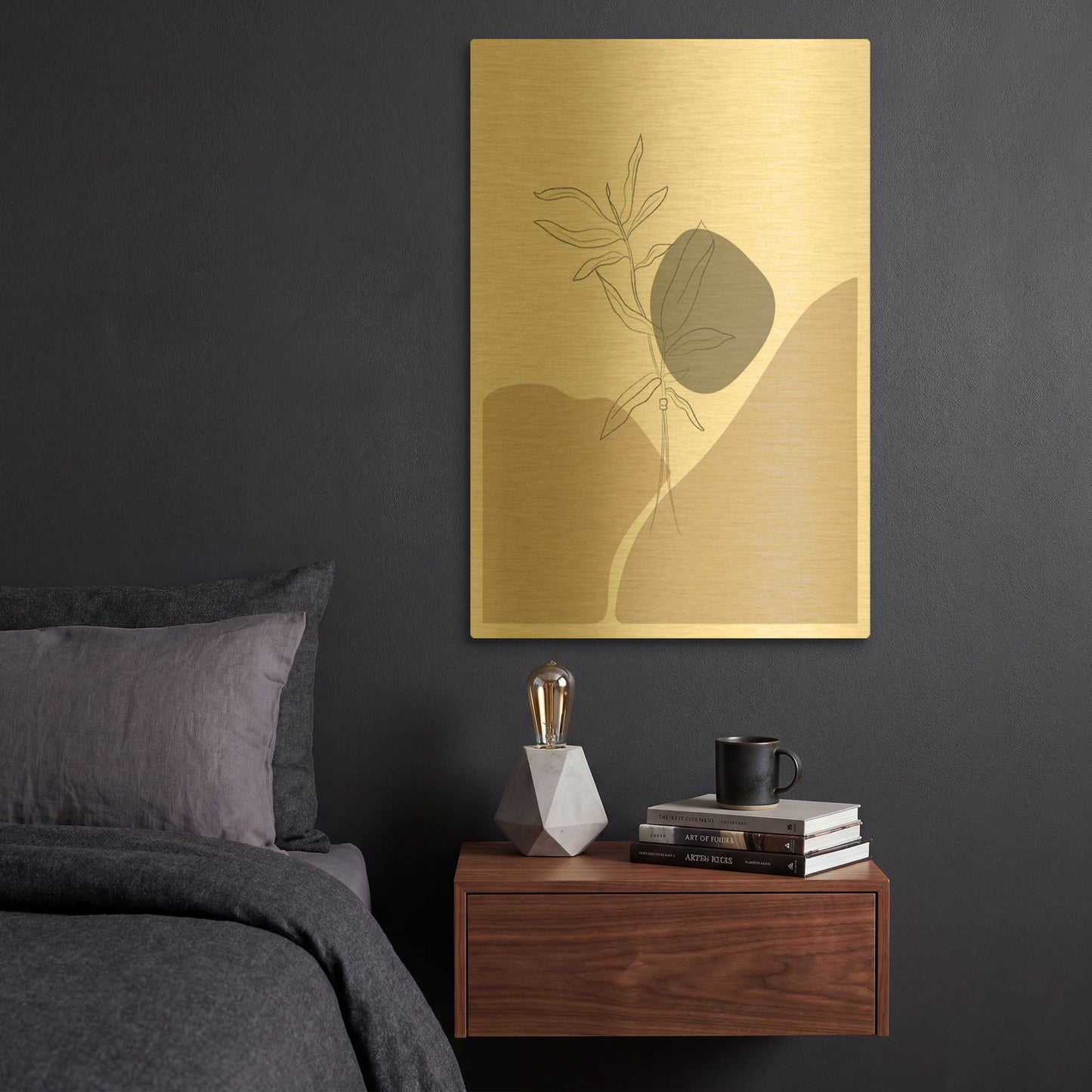'Abstract Minimal Plants' By Sabrina Balbuena Gold Metal Wall Art