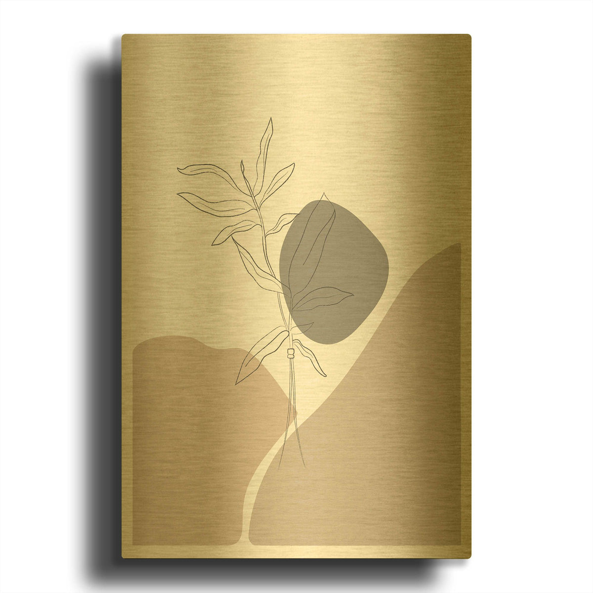 'Abstract Minimal Plants' By Sabrina Balbuena Gold Metal Wall Art
