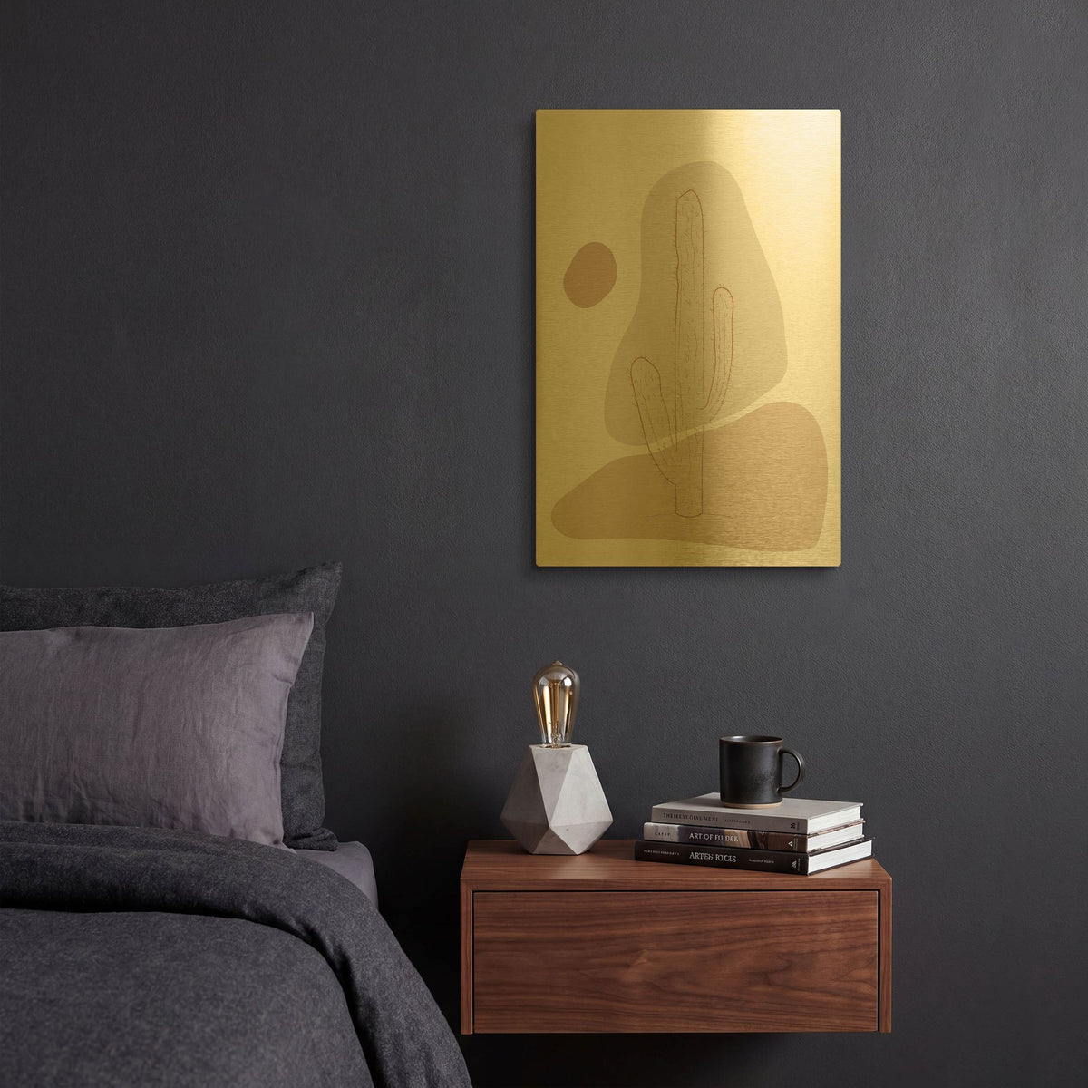 'Abstract Minimal Cactus' By Sabrina Balbuena Gold Metal Wall Art