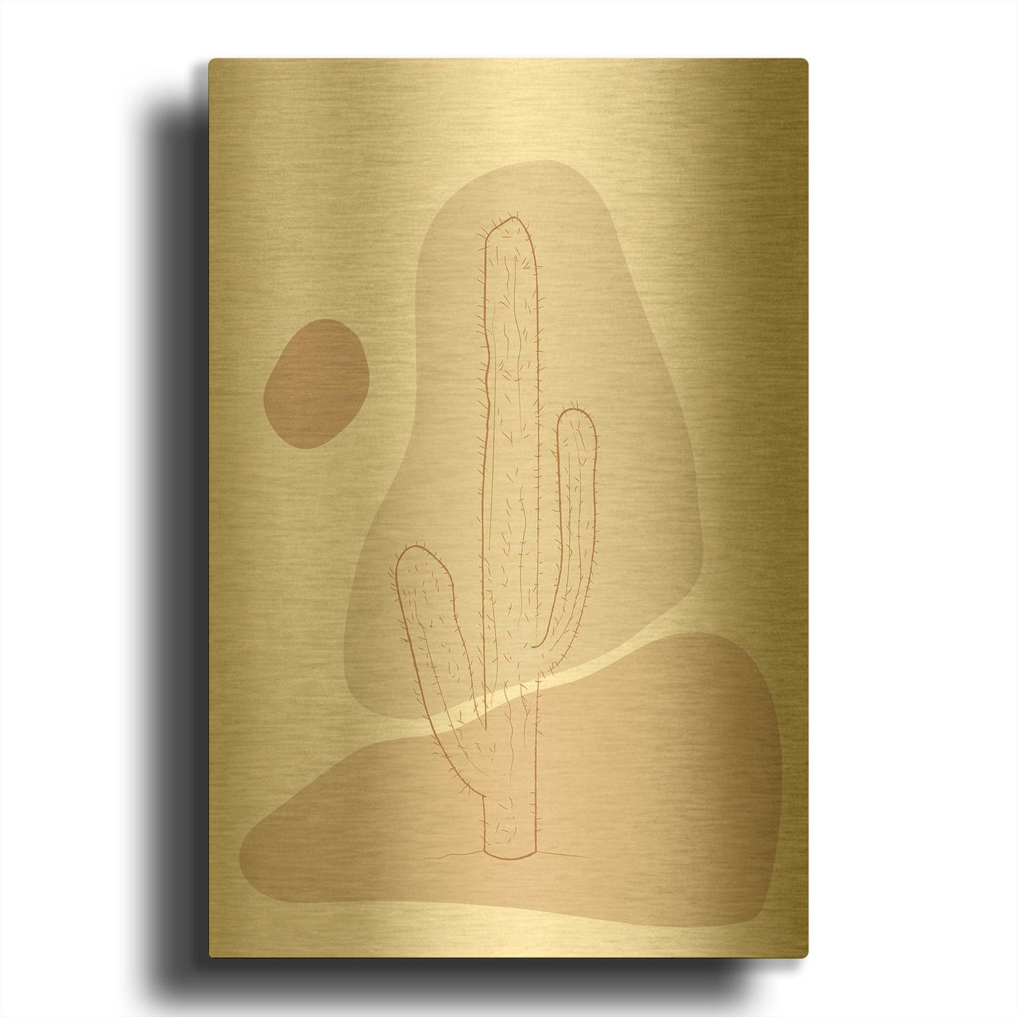 'Abstract Minimal Cactus' By Sabrina Balbuena Gold Metal Wall Art
