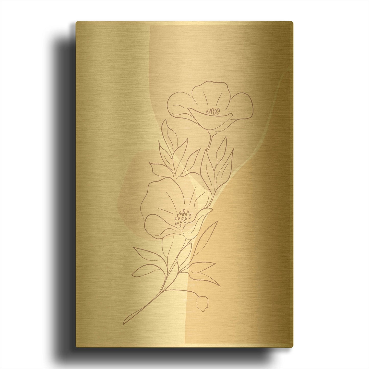 'Abstract Minimal Magnolia' By Sabrina Balbuena Gold Metal Wall Art