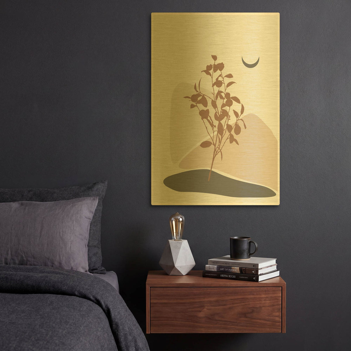 'Abstract Minimal Lemon Tree' By Sabrina Balbuena Gold Metal Wall Art