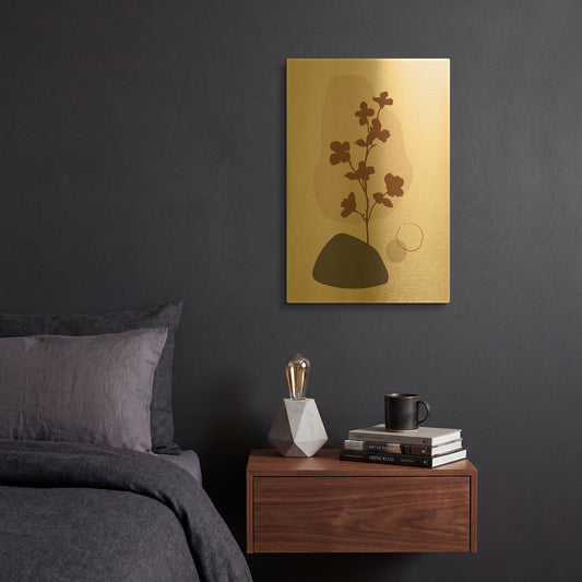 'Abstract Minimal Flourish Tree' By Sabrina Balbuena Gold Metal Wall Art