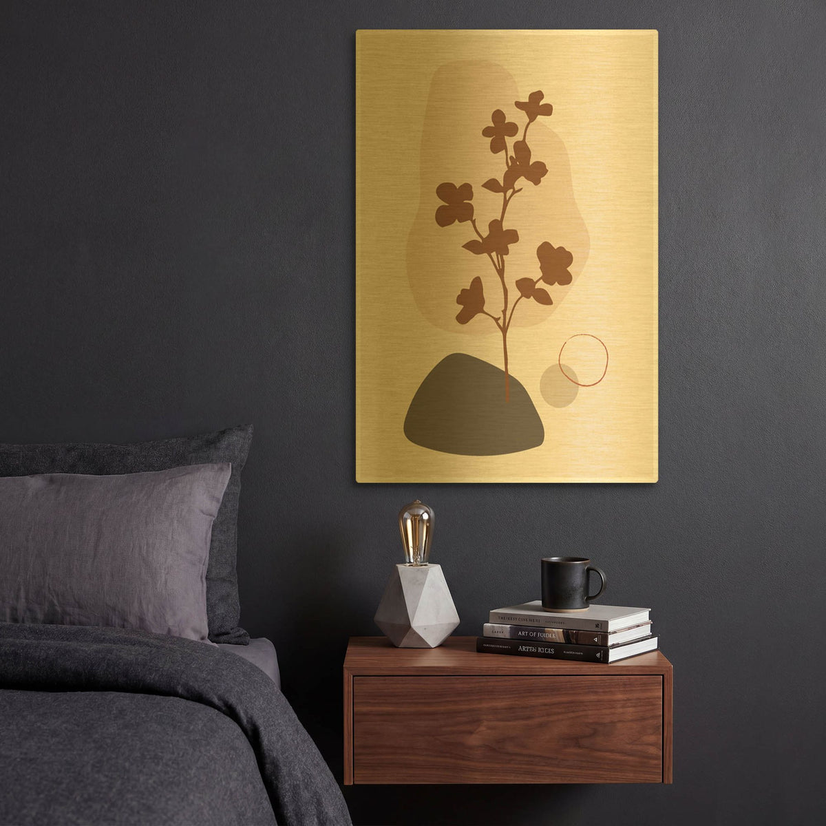 'Abstract Minimal Flourish Tree' By Sabrina Balbuena Gold Metal Wall Art
