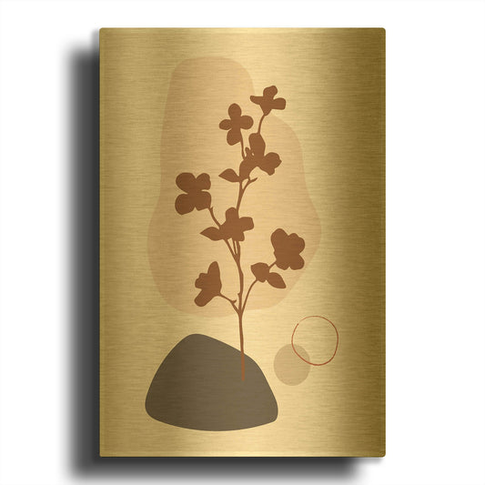 'Abstract Minimal Flourish Tree' By Sabrina Balbuena Gold Metal Wall Art