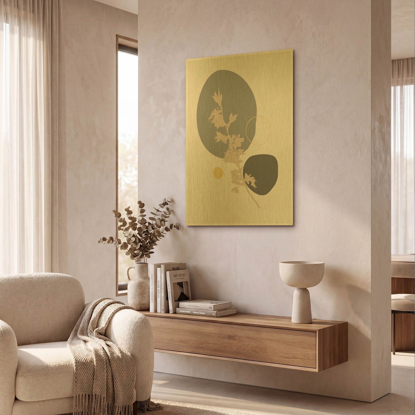 'Abstract Minimal Flourish Branch' By Sabrina Balbuena Gold Metal Wall Art