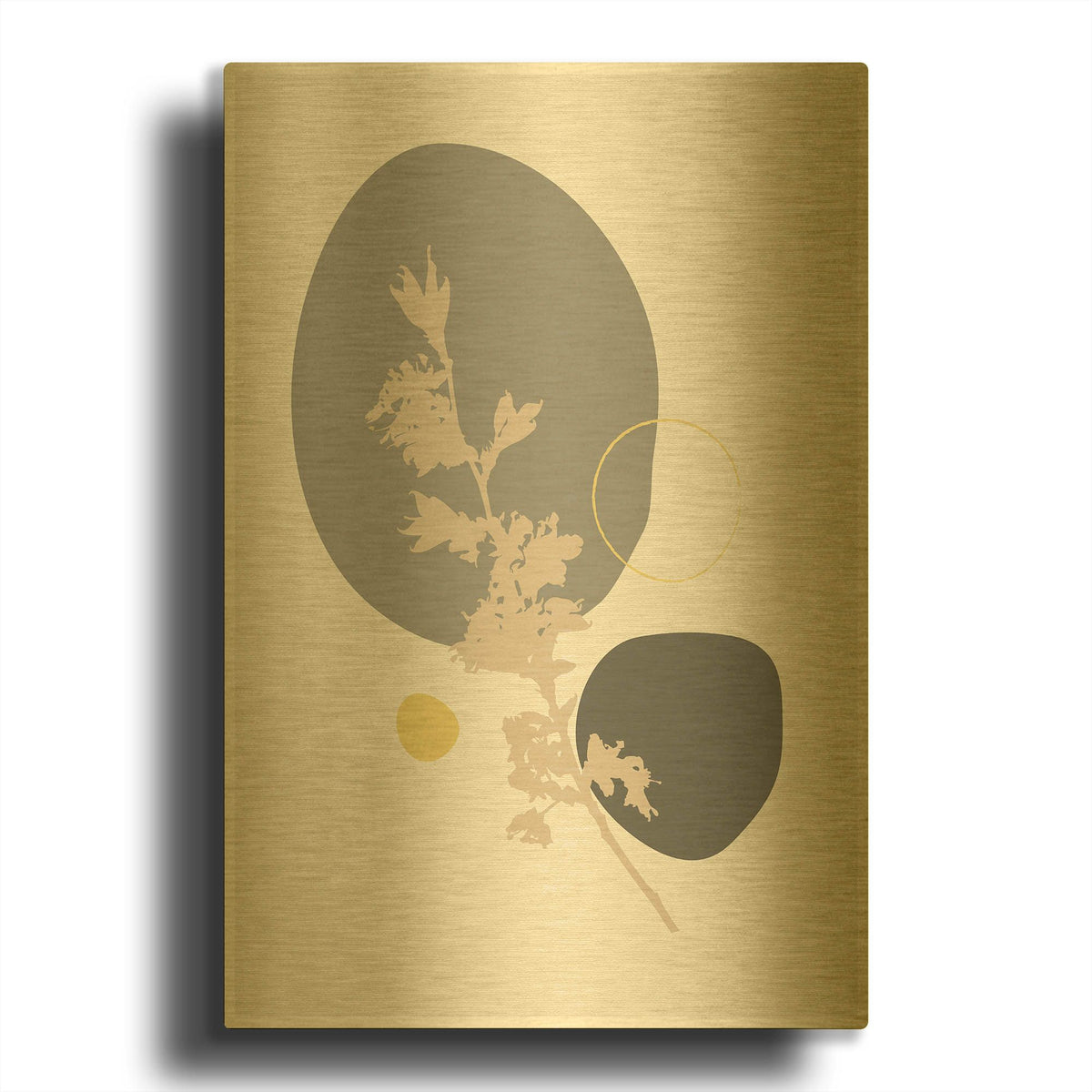 'Abstract Minimal Flourish Branch' By Sabrina Balbuena Gold Metal Wall Art