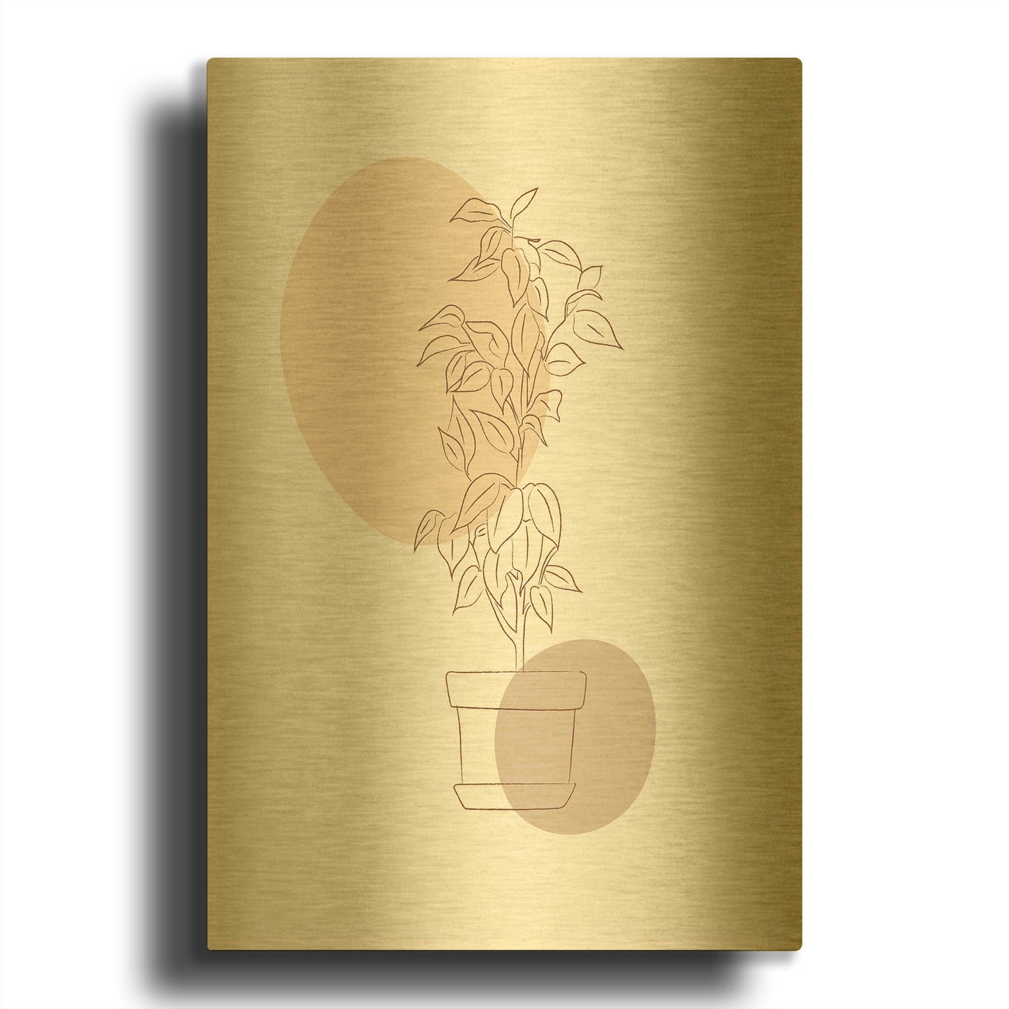 'Abstract Minimal Flourish Pot' By Sabrina Balbuena Gold Metal Wall Art