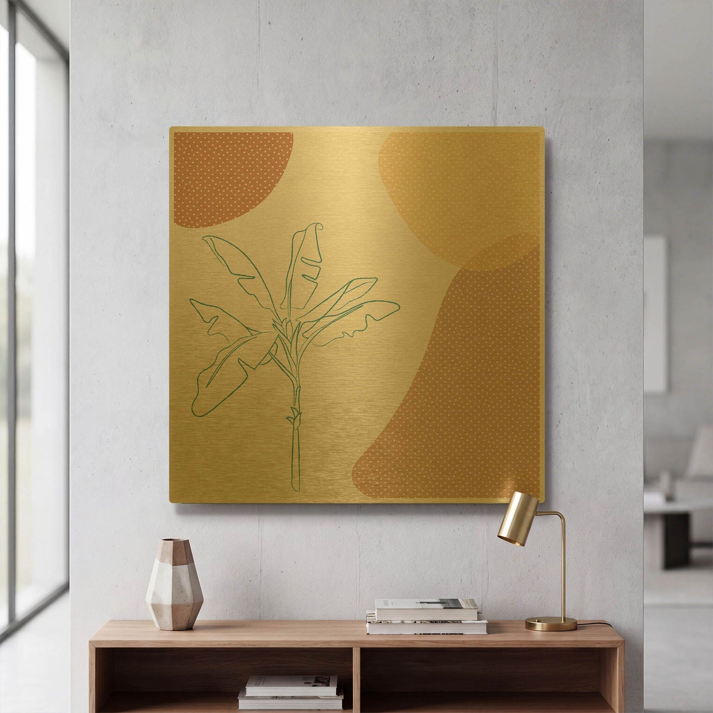 'Abstract Banana Tree' By Sabrina Balbuena Gold Metal Wall Art