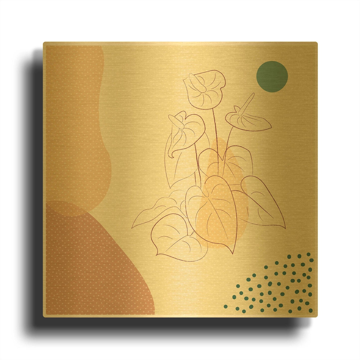 'Abstract Tropical Plants' By Sabrina Balbuena Gold Metal Wall Art