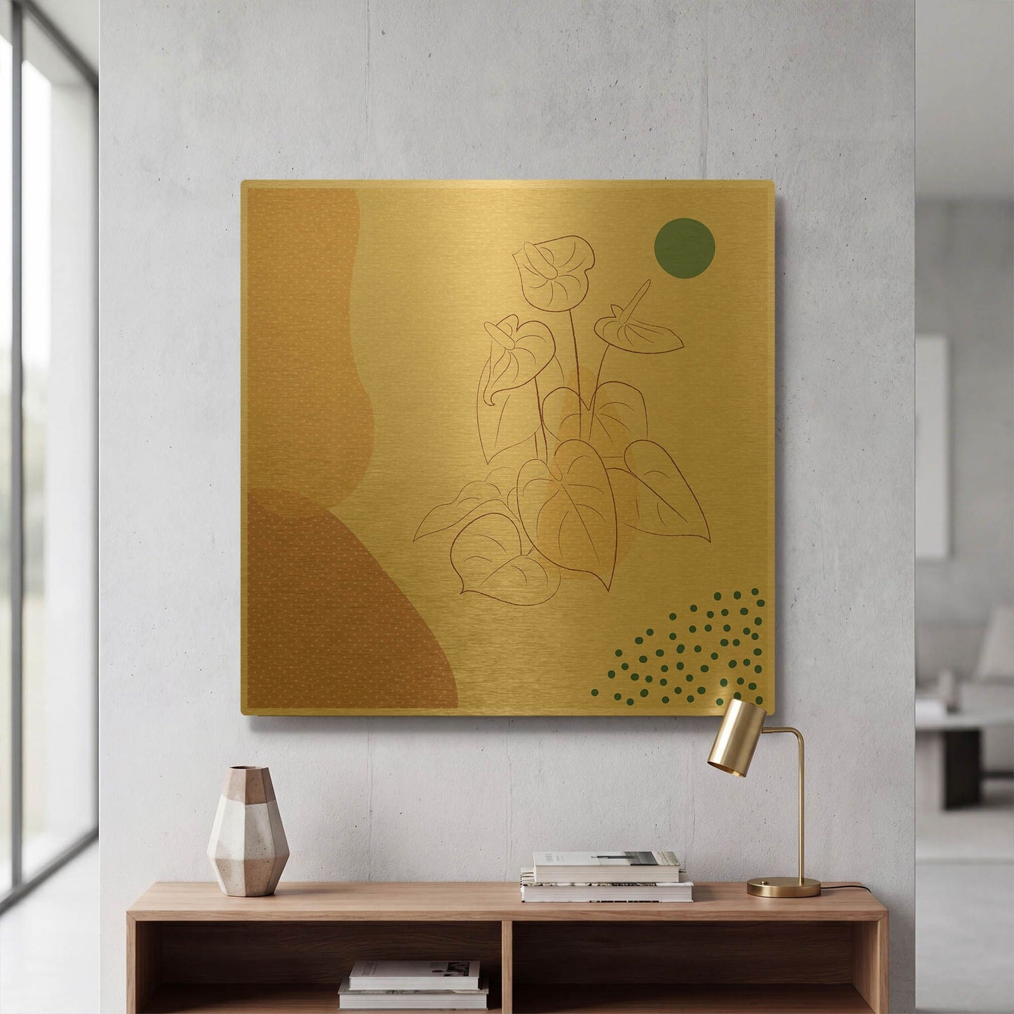 'Abstract Tropical Plants' By Sabrina Balbuena Gold Metal Wall Art
