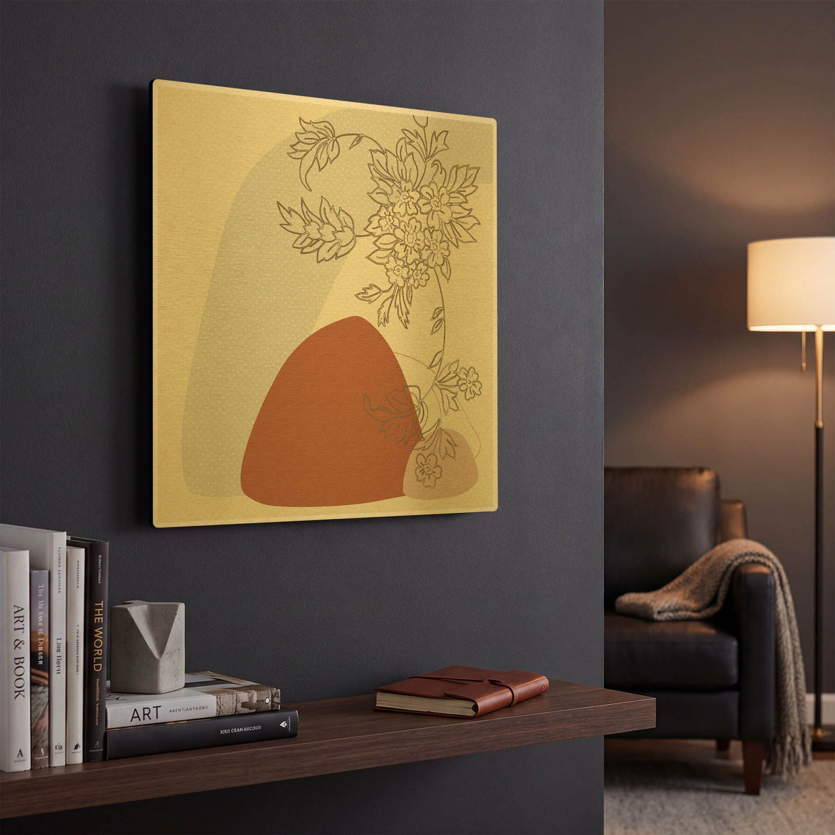 'Abstract Tropical Flowers' By Sabrina Balbuena Gold Metal Wall Art