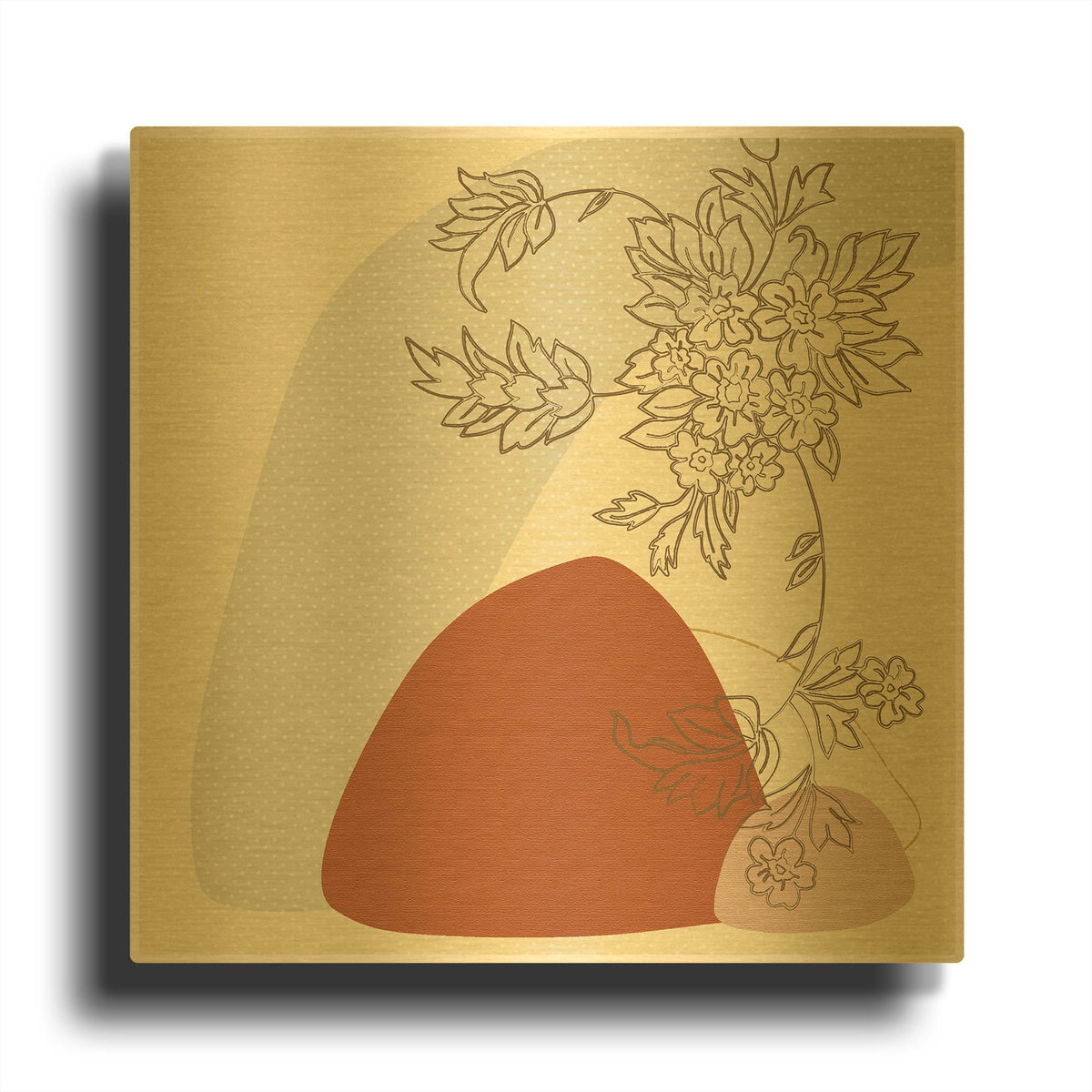 'Abstract Tropical Flowers' By Sabrina Balbuena Gold Metal Wall Art