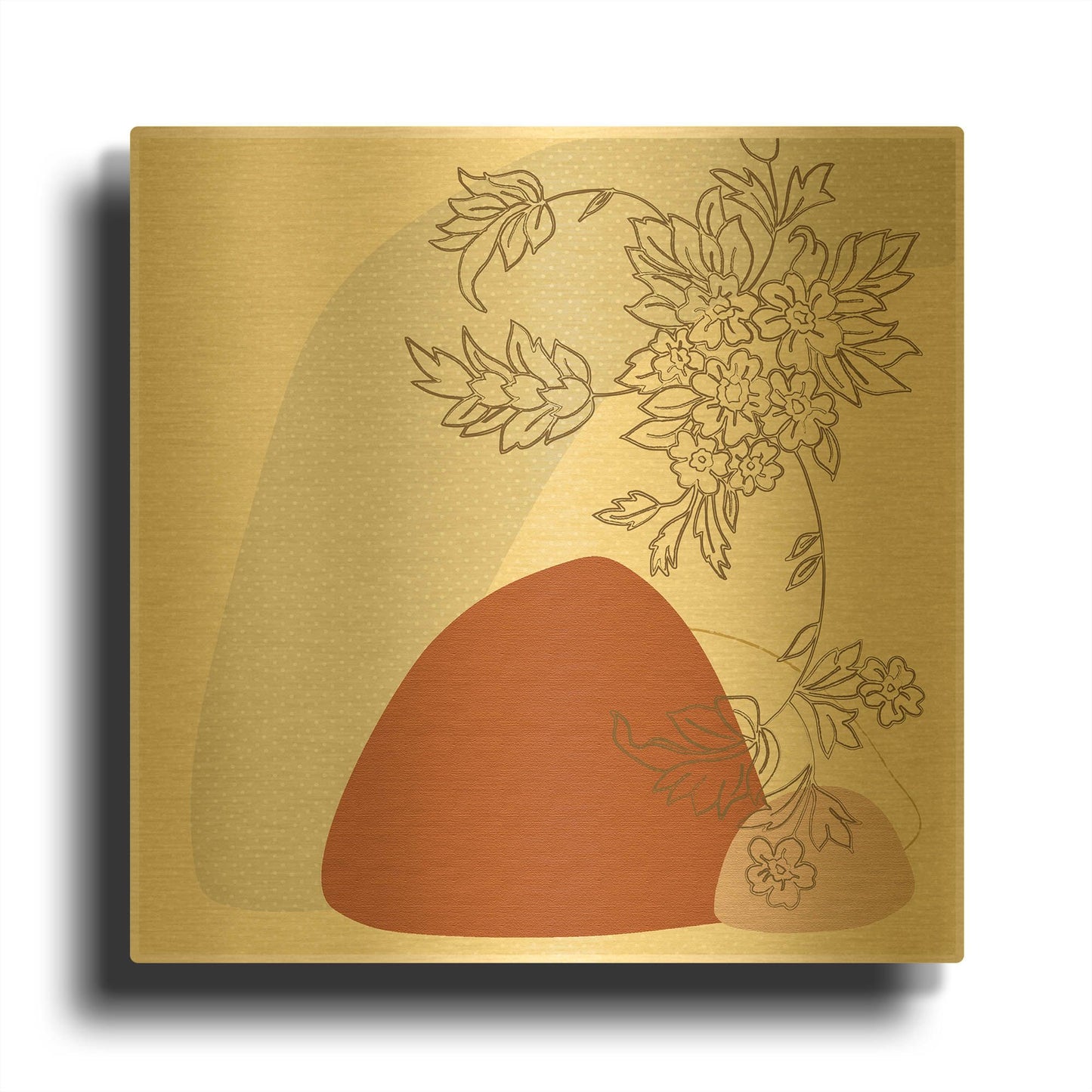 'Abstract Tropical Flowers' By Sabrina Balbuena Gold Metal Wall Art