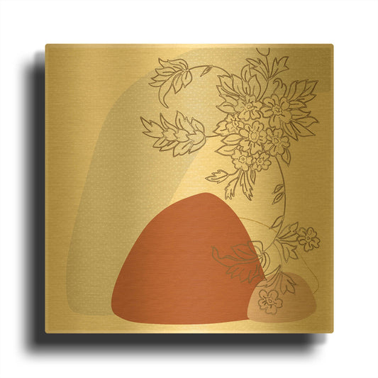 'Abstract Tropical Flowers' By Sabrina Balbuena Gold Metal Wall Art