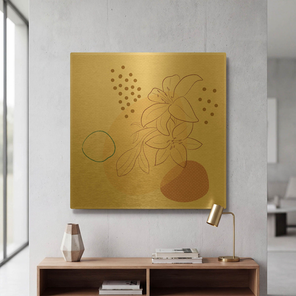 'Abstract Tropical Magnolia' By Sabrina Balbuena Gold Metal Wall Art