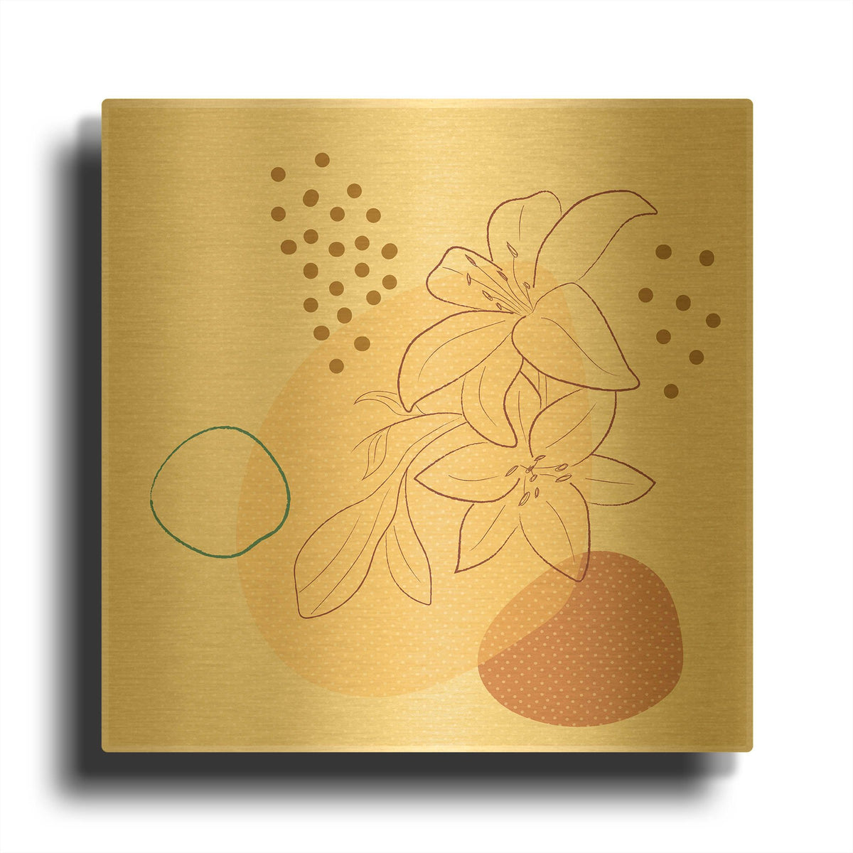'Abstract Tropical Magnolia' By Sabrina Balbuena Gold Metal Wall Art