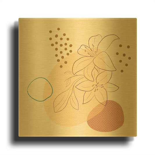 'Abstract Tropical Magnolia' By Sabrina Balbuena Gold Metal Wall Art