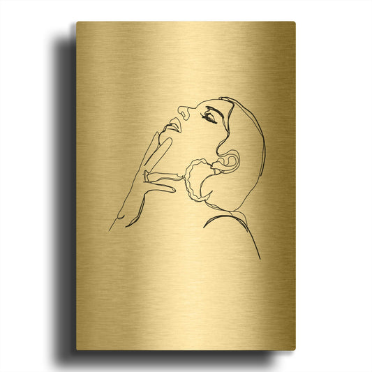'Linear Extasis Woman Portrait' By Sabrina Balbuena Gold Metal Wall Art