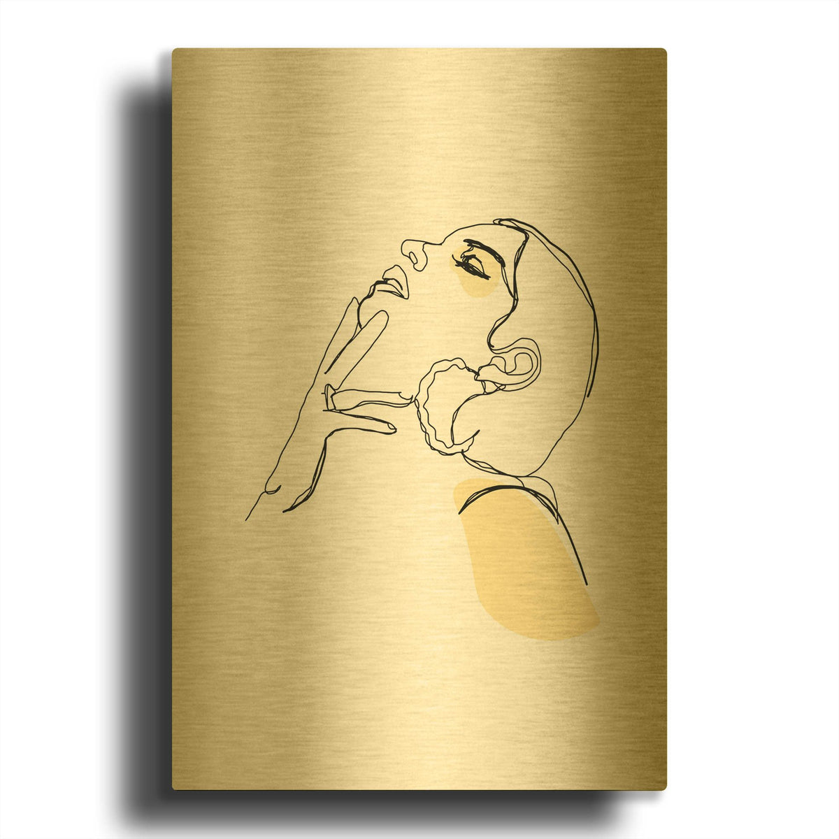 'Linear Extasis Woman Portrait 2' By Sabrina Balbuena Gold Metal Wall Art