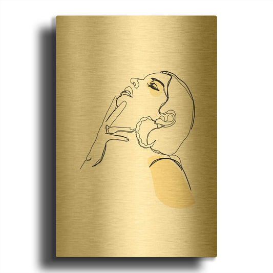 'Linear Extasis Woman Portrait 2' By Sabrina Balbuena Gold Metal Wall Art