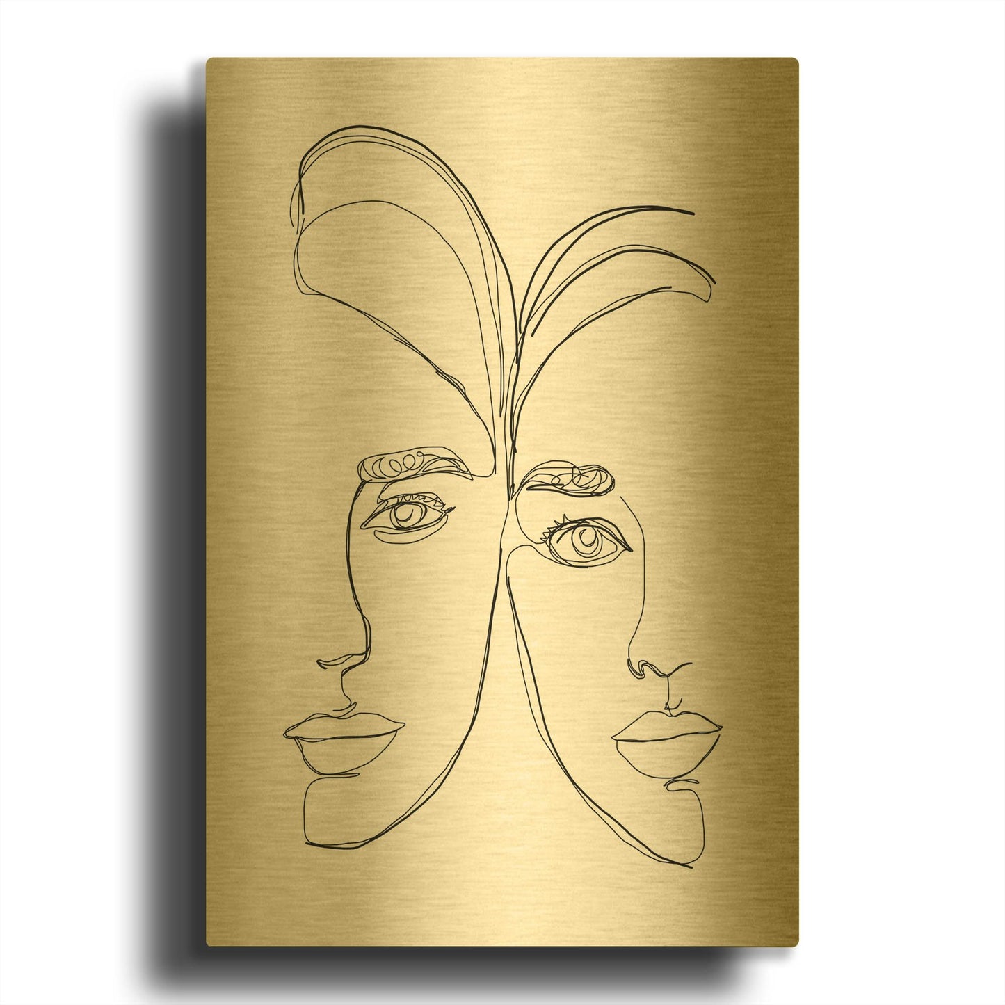 'Linear Couple Women Portrait' By Sabrina Balbuena Gold Metal Wall Art