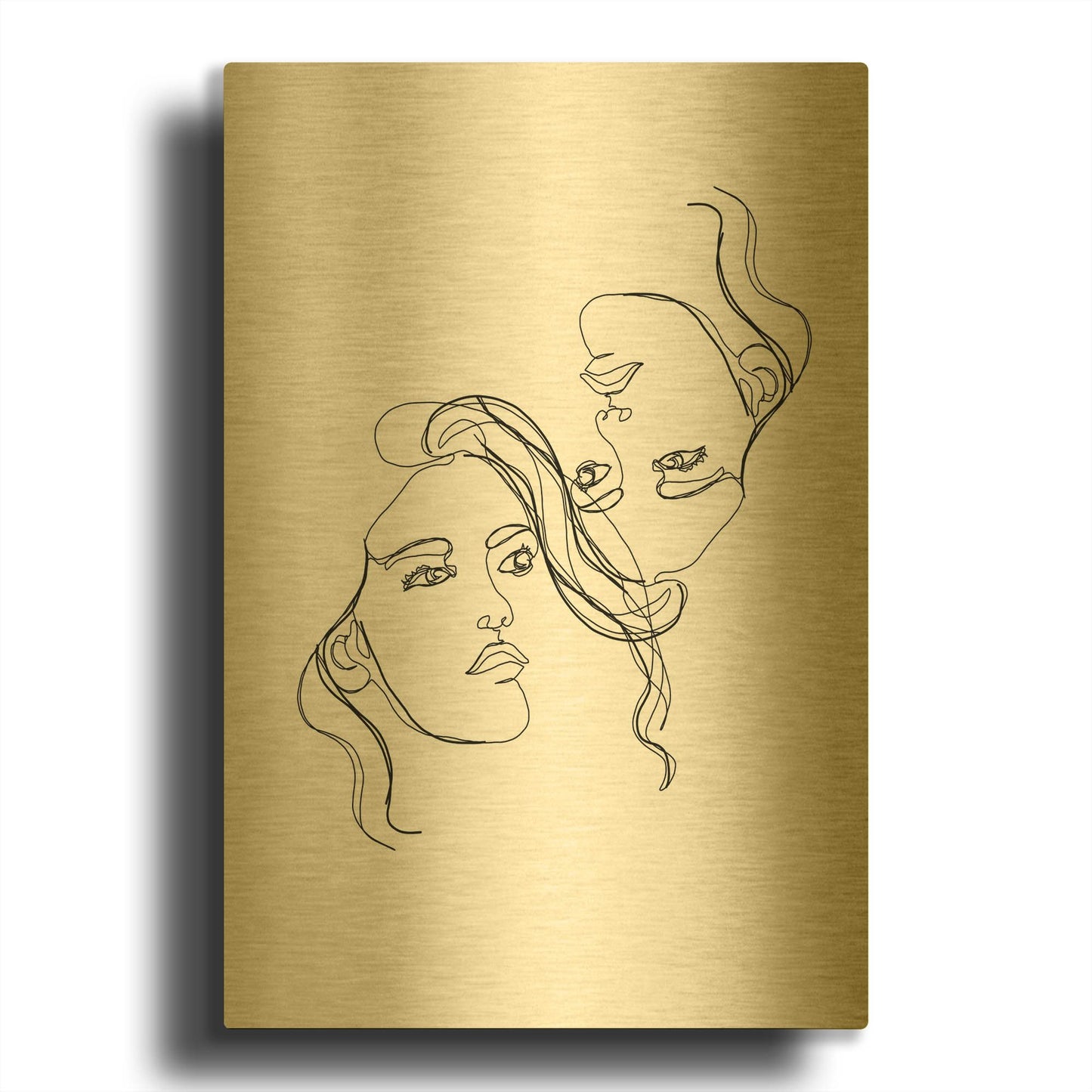 'Linear Gemini Women Portrait' By Sabrina Balbuena Gold Metal Wall Art