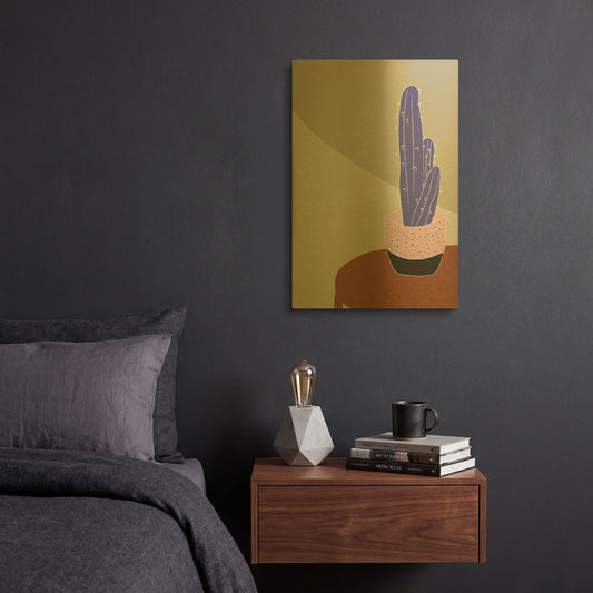 'Cactus On A Pot Hot And Cold Trend' By Sabrina Balbuena Gold Metal Wall Art