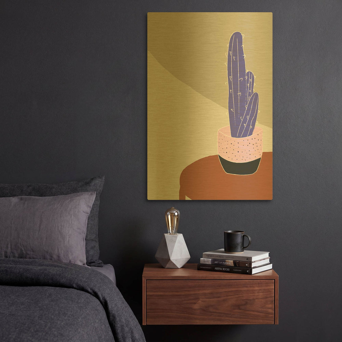 'Cactus On A Pot Hot And Cold Trend' By Sabrina Balbuena Gold Metal Wall Art