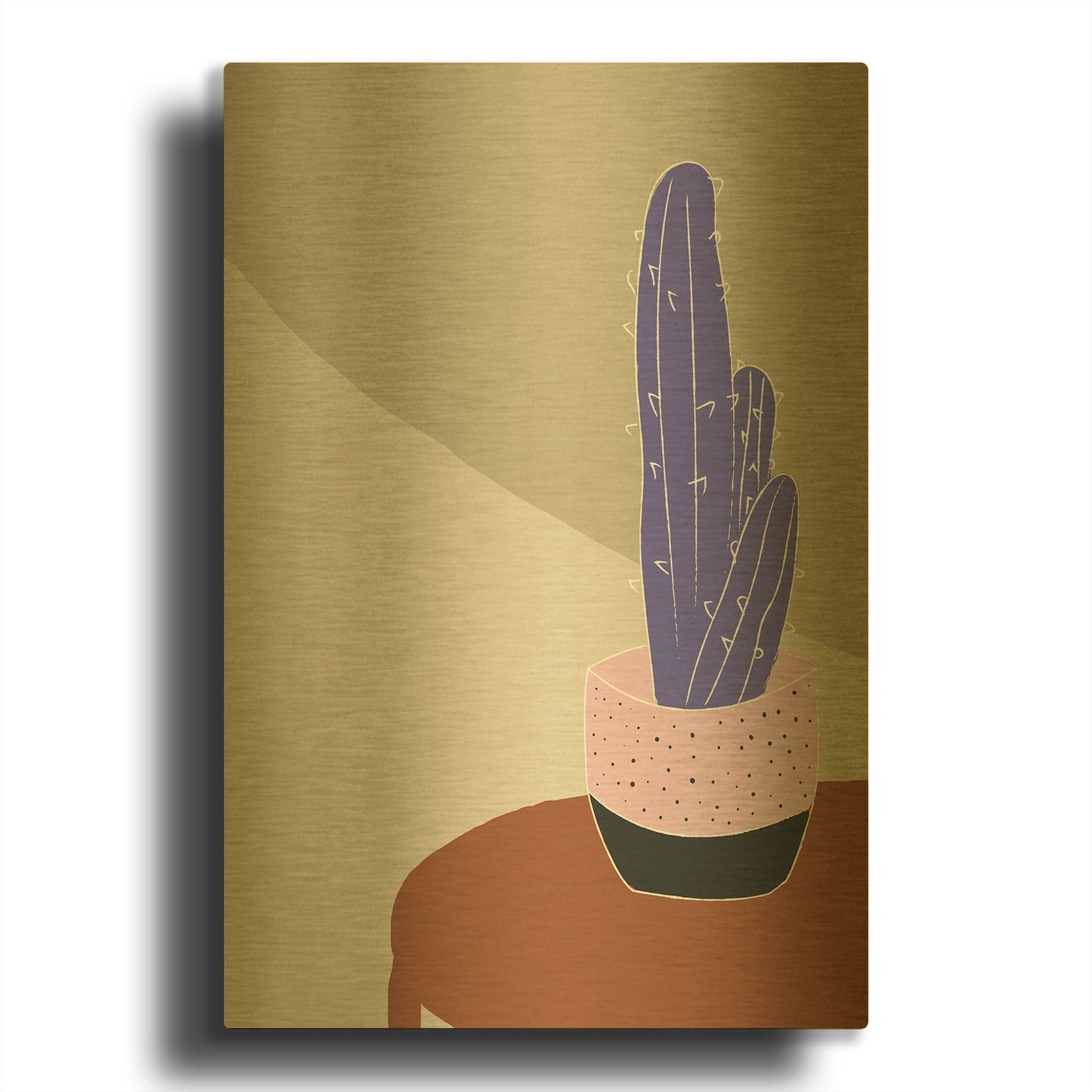 'Cactus On A Pot Hot And Cold Trend' By Sabrina Balbuena Gold Metal Wall Art