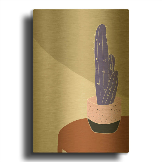 'Cactus On A Pot Hot And Cold Trend' By Sabrina Balbuena Gold Metal Wall Art