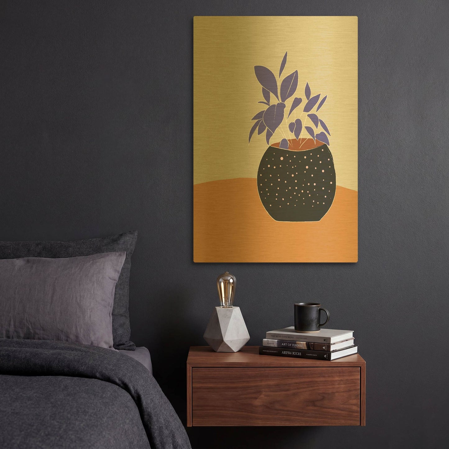 'Leaves Plant On A Pot Hot And Cold Trend' By Sabrina Balbuena Gold Metal Wall Art