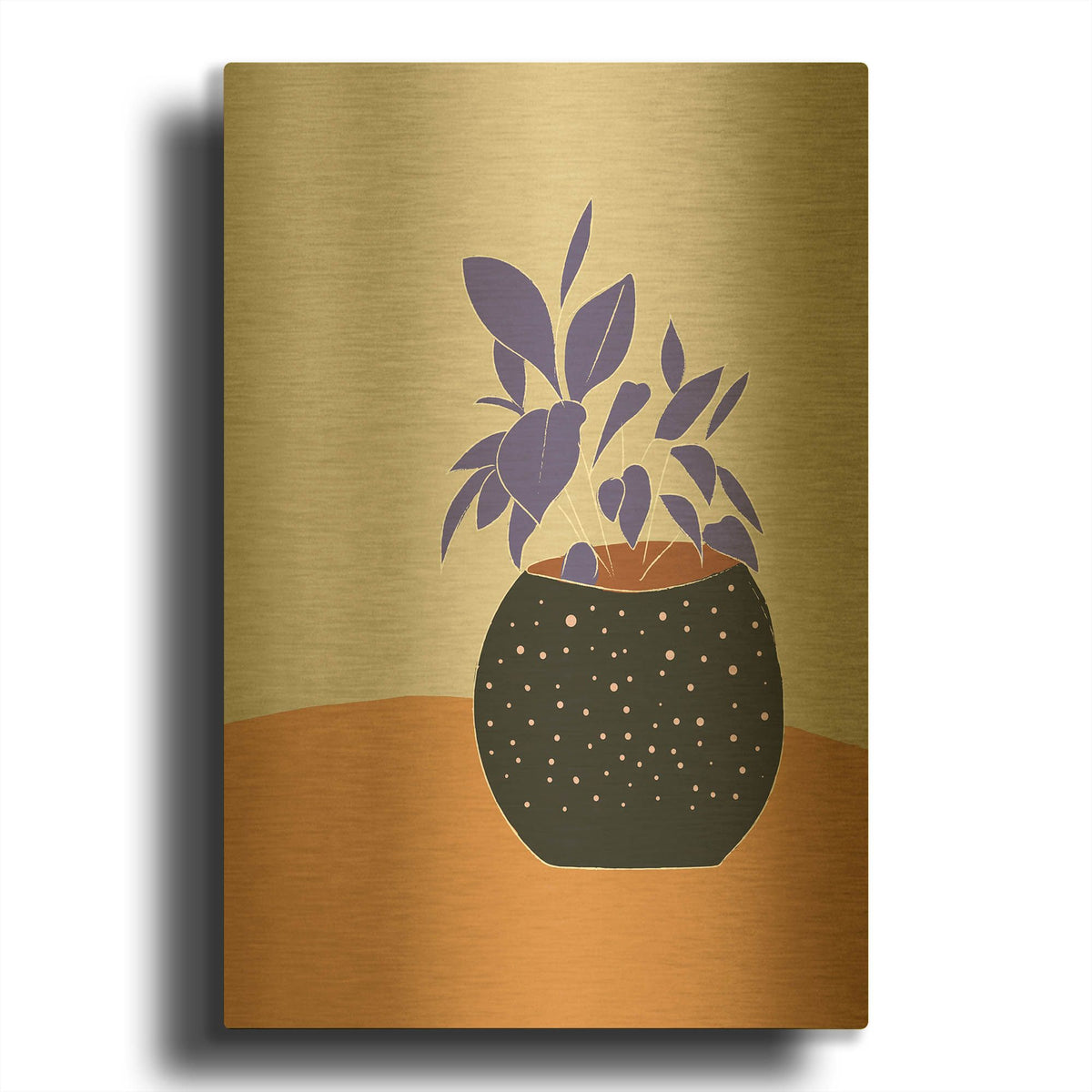 'Leaves Plant On A Pot Hot And Cold Trend' By Sabrina Balbuena Gold Metal Wall Art