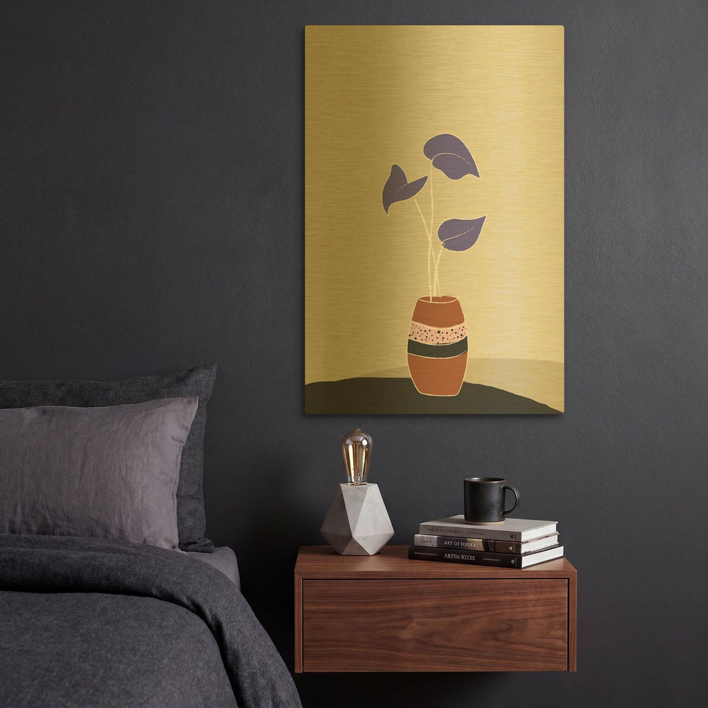 'Plant On A Pot Hot And Cold Trend' By Sabrina Balbuena Gold Metal Wall Art