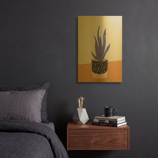 'Tropical Plant On A Pot Hot And Cold Trend' By Sabrina Balbuena Gold Metal Wall Art