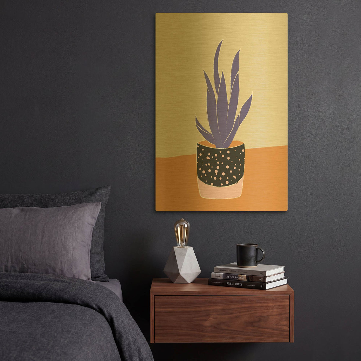 'Tropical Plant On A Pot Hot And Cold Trend' By Sabrina Balbuena Gold Metal Wall Art