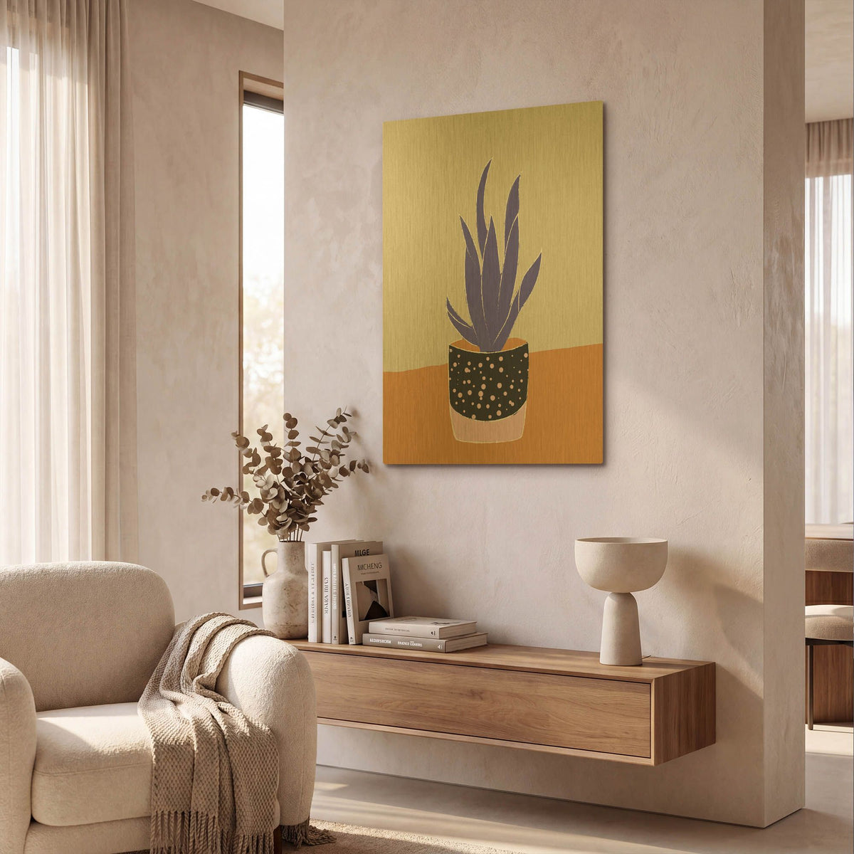 'Tropical Plant On A Pot Hot And Cold Trend' By Sabrina Balbuena Gold Metal Wall Art